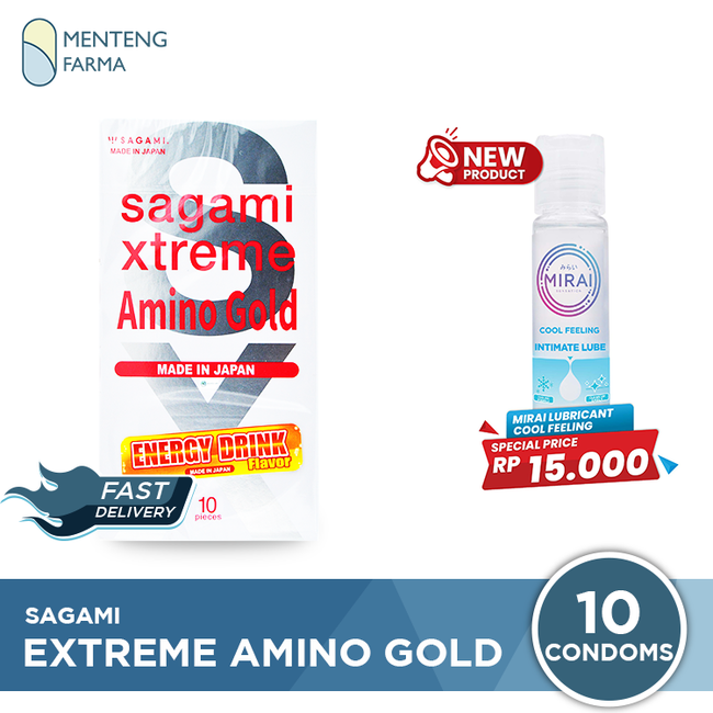 Kondom Sagami Xtreme Amino Gold Isi 10 - Aroma Energy Drink Flavor