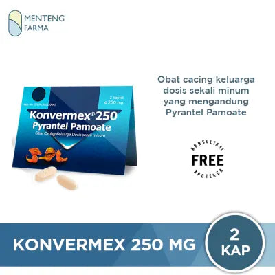 Konvermex 250 Mg Strip 2 Kaplet - Obat Cacing