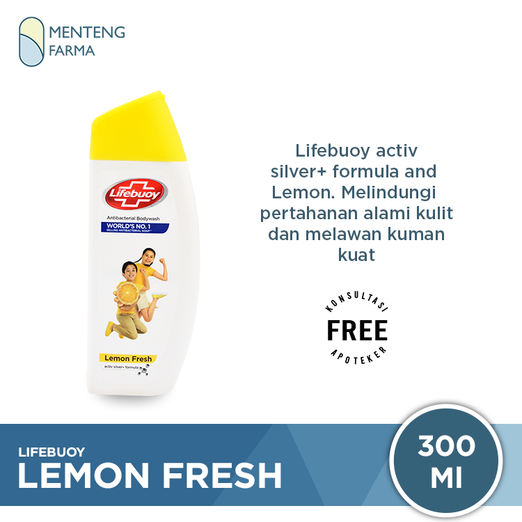 Lifebuoy Sabun Mandi Cair Lemon Fresh 300 ML - Sabun Antibakteri ActivSilver dan Lemon