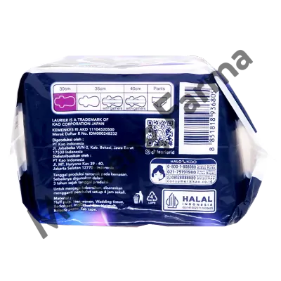 Laurier Relax Night Wing 30cm 8 Pads - Pembalut Malam Wings 30 Cm
