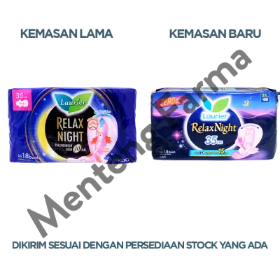 Laurier Relax Night Wing 35cm 18 Pads - Pembalut Malam Wings 35 Cm