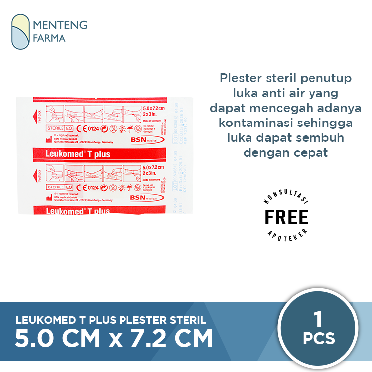 Leukomed T Plus Plaster Steril 5 CM x 7.2 CM - Plaster Luka Tahan Air - Menteng Farma