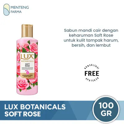 Lux Botanicals Sabun Mandi Cair Soft Rose 100 gr - Dengan Rose Extract Keharuman Lebih Tahan Lama