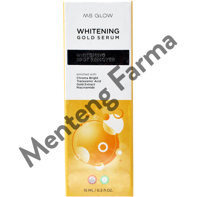 Ms Glow Whitening Gold Serum 15 mL - Formula Gold Extract Untuk Mencerahkan Kulit Wajah - Menteng Farma