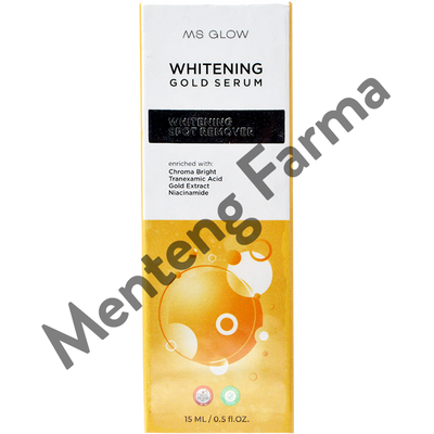 Ms Glow Whitening Gold Serum 15 mL - Formula Gold Extract Untuk Mencerahkan Kulit Wajah - Menteng Farma