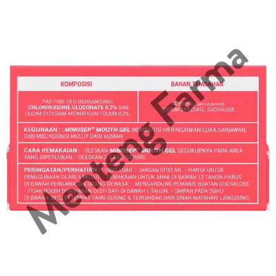 Minosep Mouth Gel 10 Gram - Antiseptik Oral Gel untuk Obat Sariawan, Gusi Sensitif, Salep Luka Mulut Chlorhexidine