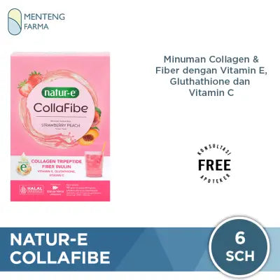 Natur-E Colla Fibe 1 Dus isi 6 Sachet - Gummy dengan Collagen, Vitamin E & Biotin