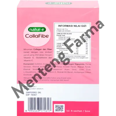 Natur-E Colla Fibe 1 Dus isi 6 Sachet - Gummy dengan Collagen, Vitamin E & Biotin