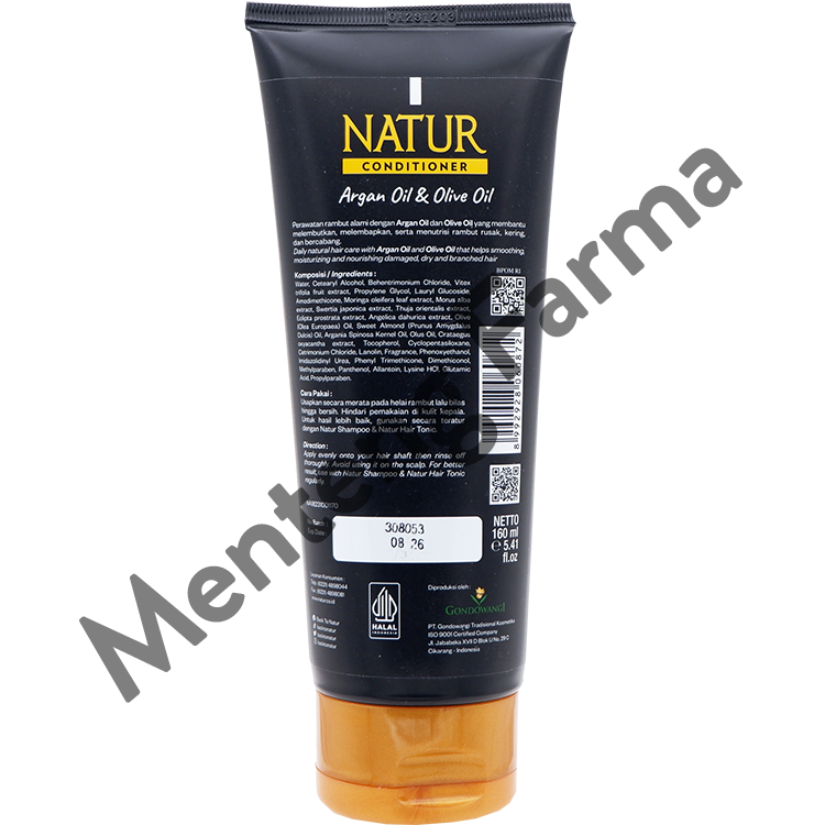 Natur Hair Conditioner Argan Oil and Olive Oil 160 ML - Perawatan Rambut Rusak Kering dan Bercabang - Menteng Farma