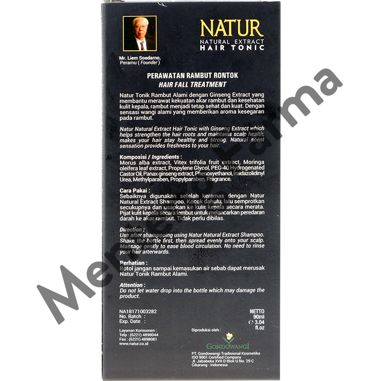 Natur Hair Tonic Ginseng Extract 90 ML - Vitamin Rambut Rontok - Menteng Farma