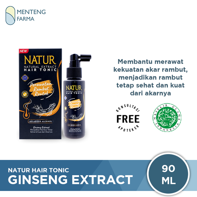 Natur Hair Tonic Ginseng Extract 90 ML - Vitamin Rambut Rontok - Menteng Farma