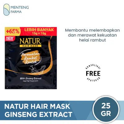 Natur Hair Mask Ginseng Extract Sachet 25 Gram - Masker Rambut untuk mencegah rambut rontok