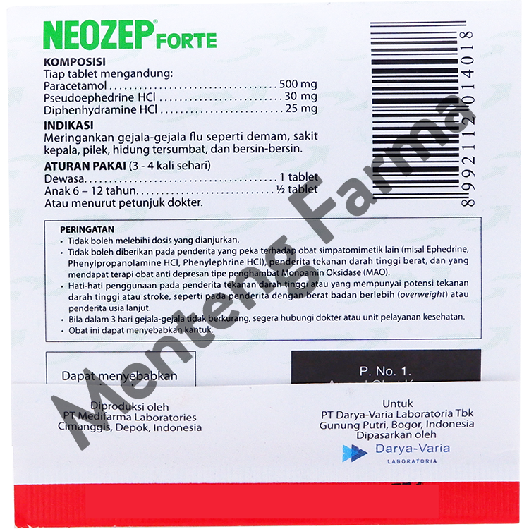 Neozep Forte - Obat Flu dan Hidung Tersumbat - Menteng Farma