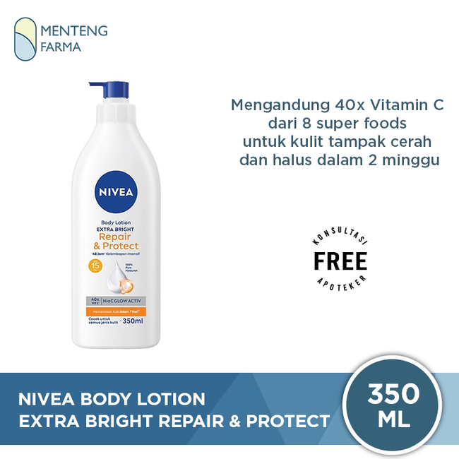 Nivea Extra Bright Repair & Protect SPF15 Body Lotion 350ml - Mencerahkan Kulit dalam 2 Minggu