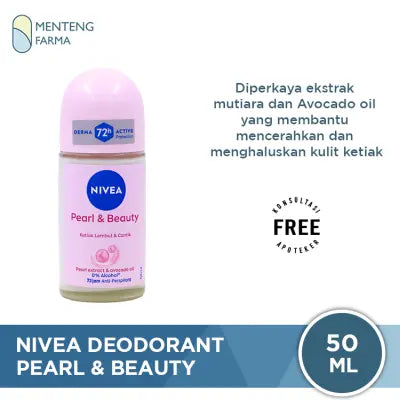 Nivea Pearl & Beauty Deodorant Roll On 50ml - Mencerahkan dan Menghaluskan kulit ketiak dengan Perlindungan 72 jam Anti Perspirant