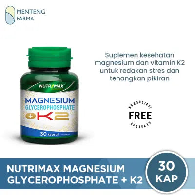 Nutrimax Magnesium Glycerophospate + K2 30 kapsul - Suplemen Kesehatan Magnesium dan Vitamin K2