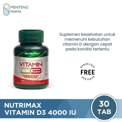 Nutrimax Vitamin D3 4000 IU 30 tablet - Suplemen Kesehatan Tulang Gigi Imunitas Osteoporosis Autoimun
