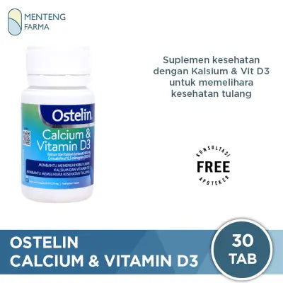 Ostelin Calcium & Vitamin D3 Botol 30 Tablet - Suplemen Kalsium & Vitamin D3 Untuk Memelihara Kesehatan Tulang