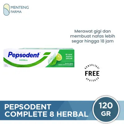 Pepsodent Complete 8 Herbal 120 Gr - Pasta Gigi Herbal dengan Ekstrak Daun Sirih