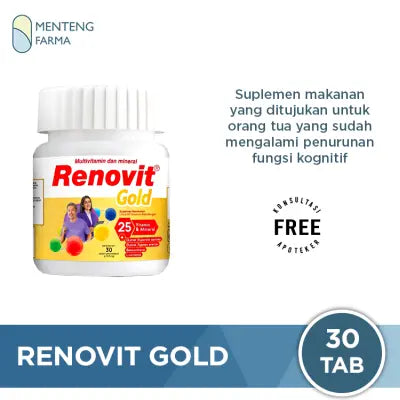 Renovit Gold 30 Kaplet - Suplemen Multivitamin Khusus Orang Tua