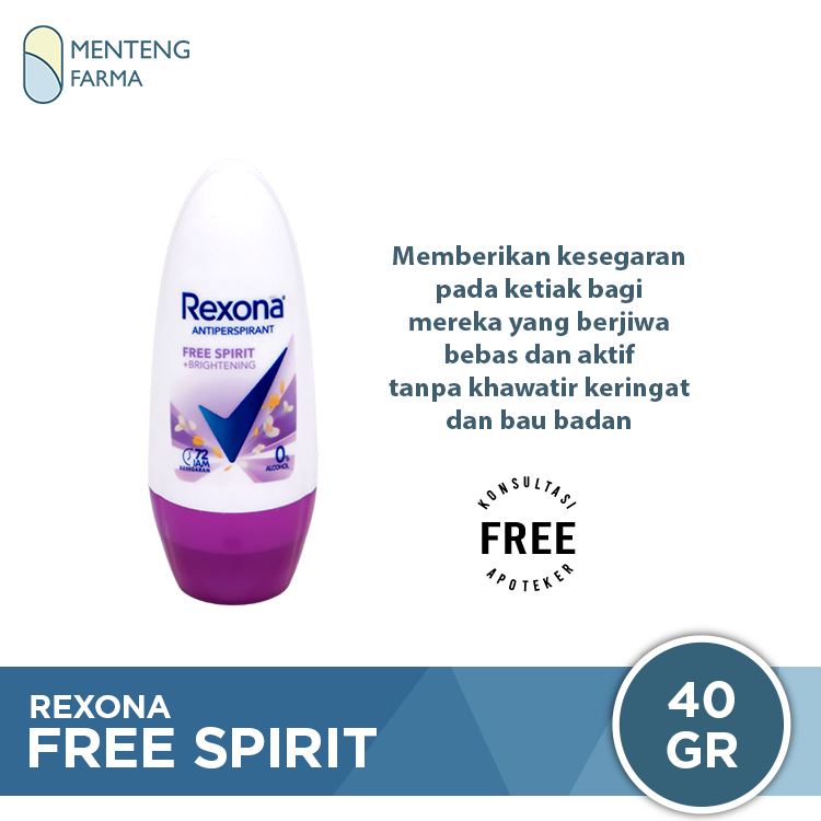 Rexona Anti-Perspirant Deodorant Roll On Free Spirit 40 Gr - Bebas Keringat dan Bau Badan Hingga 48