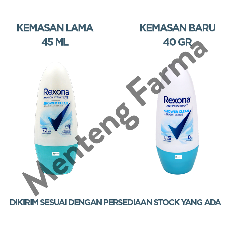 Rexona Anti-Perspirant Deodorant Roll On Shower Clean 40 Gr - Bebas bau badan seharian