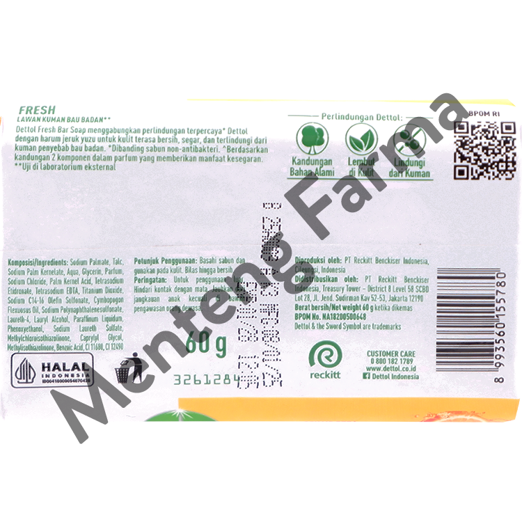 Sabun Mandi Batang Dettol Profresh Fresh - 60 gram