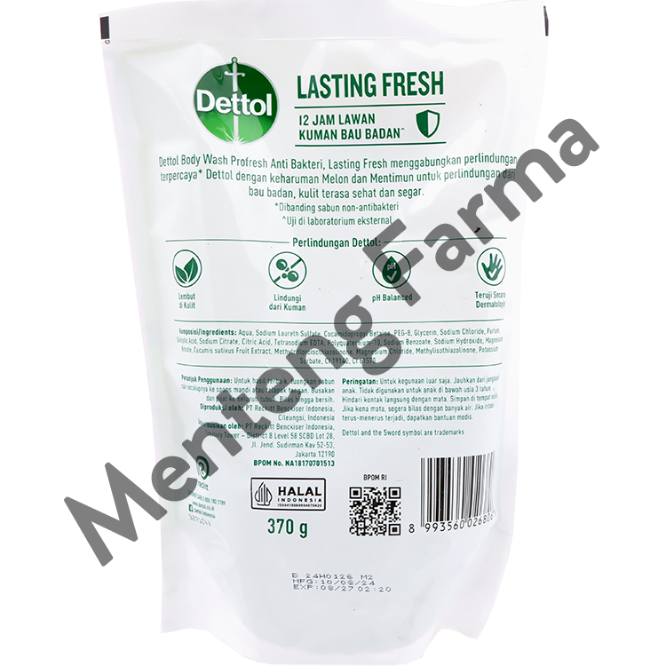 Sabun Mandi Cair Dettol Lasting Fresh 370 Gr