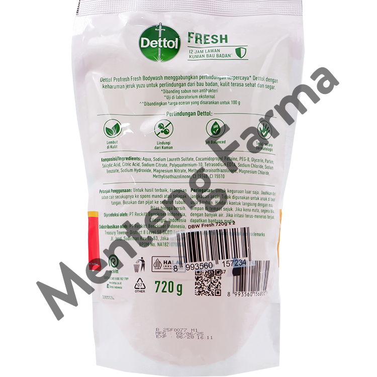 Sabun Mandi Cair Dettol ProFresh Fresh 720 Gram - Lasting Fresh