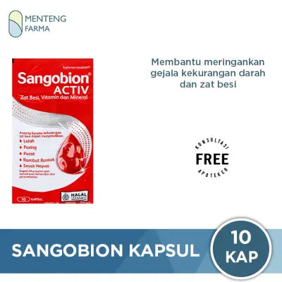 Sangobion Strip 10 Kapsul - Suplemen Penambah Darah dan Zat Besi, Meringankan Gejala Anemia