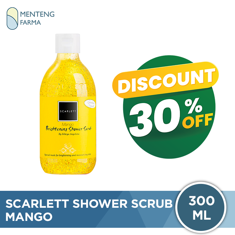 Scarlett Whitening Shower Scrub Mango 300 ML - Sabun Mandi Dengan Buliran Scrub