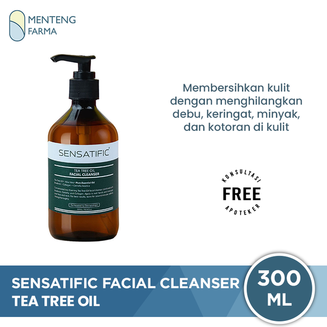 Sensatific Tea Tree Oil Facial Cleanser 300 ml - Pembersih Kulit Berminyak dan Berjerawat