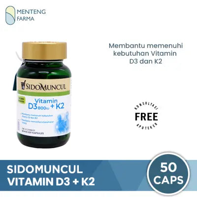 Sido Muncul Vitamin D3 + K2 50 Kapsul - Membantu Memelihara Kesehatan Tulang