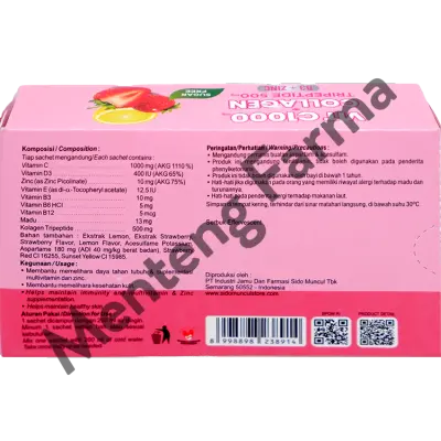Sido Muncul Vitamin C 1000 Mg Collagen - Minuman Collagen Tripeptide 500mg + Vit C 1000mg untuk Kesehatan Kulit dan Imunitas