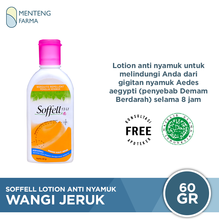 Soffell Lotion Wangi Kulit Jeruk 60 Gr - Lotion Anti Nyamuk - Menteng Farma