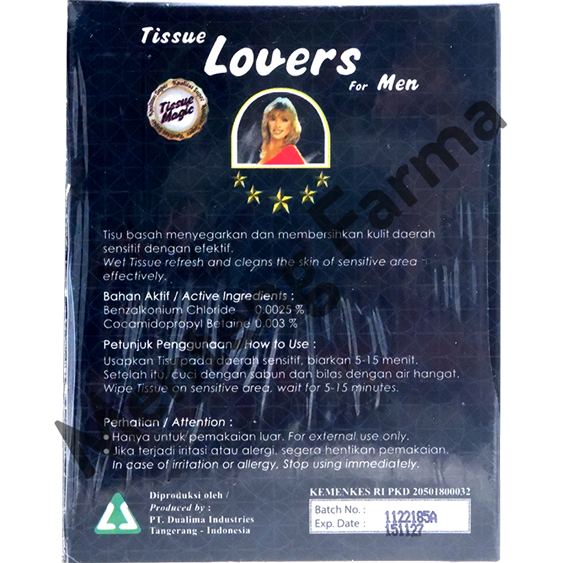 Tissue Lovers For Men Isi 6 Sachet - Tisu Basah Antiseptik Pria