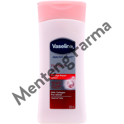 Vaseline Healthy Bright Hand Body Lotion Perfect 10 200 ML - Mencerahkan dan Mencegah Penuaan Dini - Menteng Farma