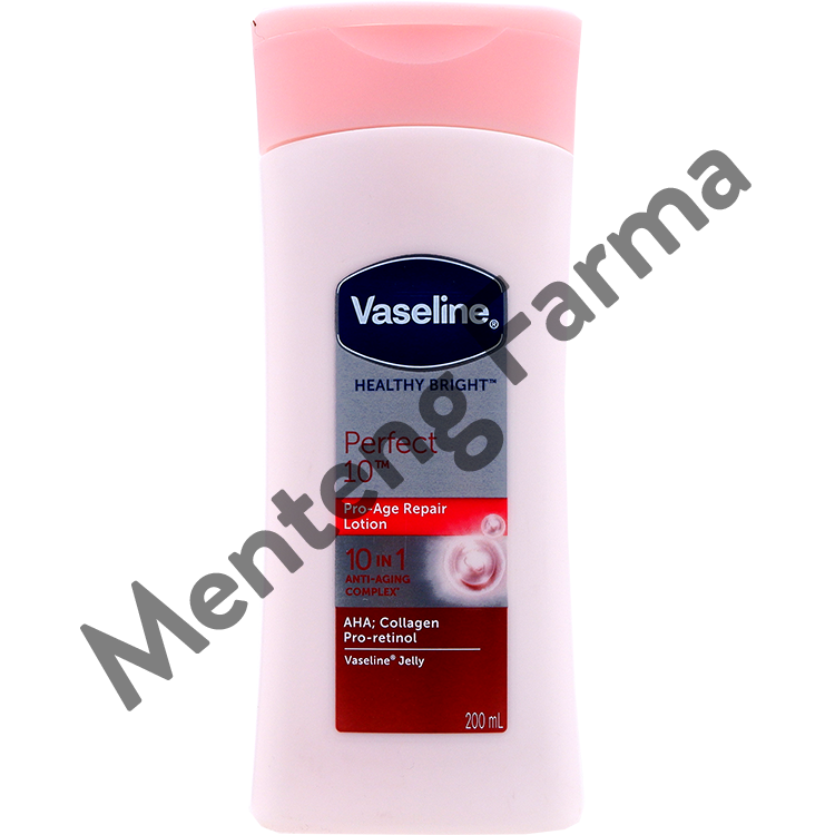 Vaseline Healthy Bright Hand Body Lotion Perfect 10 200 ML - Mencerahkan dan Mencegah Penuaan Dini - Menteng Farma