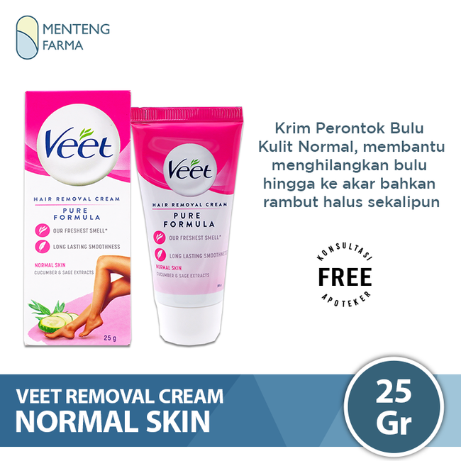 Veet Hair Removal Cream Normal Skin 25 Gr - Perontok Bulu Kulit Normal - Menteng Farma