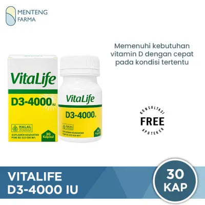 Vitalife Vitamin D3 4000 IU isi 30 Kapsul - Suplemen Harian - VIt D3