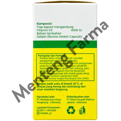 Vitalife Vitamin D3 4000 IU isi 30 Kapsul - Suplemen Harian - VIt D3