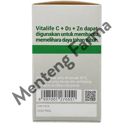Vitalife C + D3 + Zn isi 30 Kapsul - Suplemen Multivitamin
