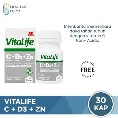 Vitalife C + D3 + Zn isi 30 Kapsul - Suplemen Multivitamin