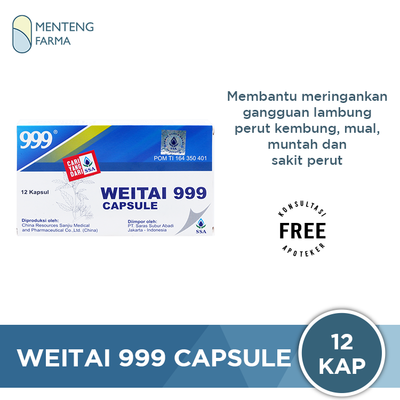 Weitai 999 Capsule (isi 12) - Obat Maag, Asam Lambung, GERD - Menteng Farma