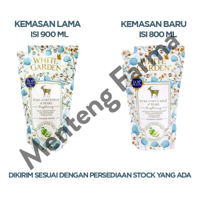 White Garden Shower Cream Refill 800 ml Pure Goat's Milk & Pearl - Melembabkan dan Mencerahkan Kulit