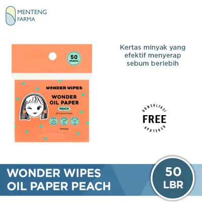 Wonder Wipes Wonder Oil Paper - Peach 50 Pcs - Kertas Minyak Wajah