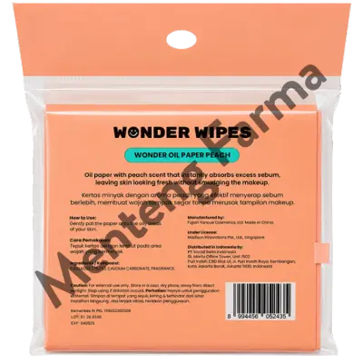 Wonder Wipes Wonder Oil Paper - Peach 50 Pcs - Kertas Minyak Wajah