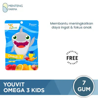 Youvit Omega 3 Kids 7 Gummies - Suplemen Omega 3 Bentuk Gummy Rasa Mix Buah