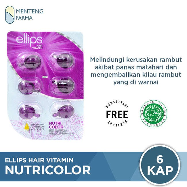 Ellips Hair Vitamin Nutricolor 6 Kapsul - Vitamin Rambut Berwarna - Menteng Farma