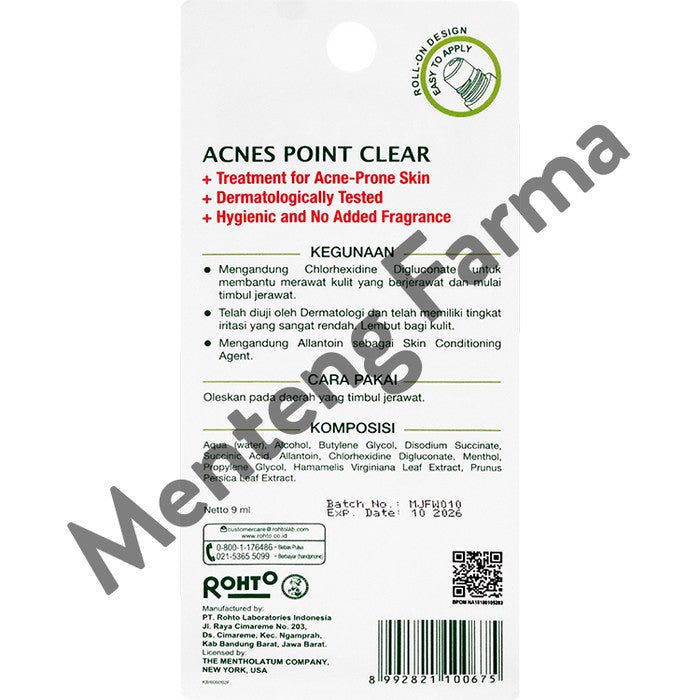 Acnes Point Clear Roll On 9 mL - Mencegah Timbulnya Jerawat